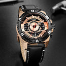 MEGIR 2118 Sports Style Complete Calendar Chronograph Waterproof Leather Quartz Watch Men Wristwatch