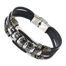 Multilayers Leather Stainless Steel Men Bracelet Jewelry Clothing Accessories
