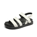 Women Black Thick Flat With Sandals Students Rome Fashion Pregnant PU Rubber Shoes