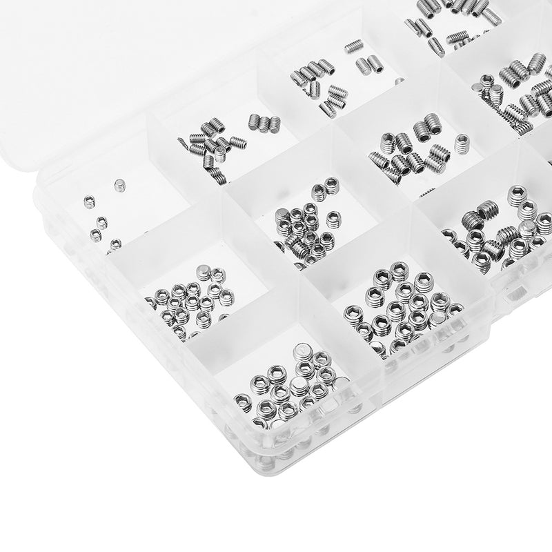 Suleve MXSH5 M3/M4/M5 300Pcs Allen Hex Socket Set Grub Screw Flat Point 3-10mm Assortment Kit