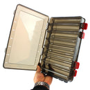 ZANLURE 14 Compartments Brown Double Sided Lattice Fishing Lure Hook Tackle Storage Case Fishing Box