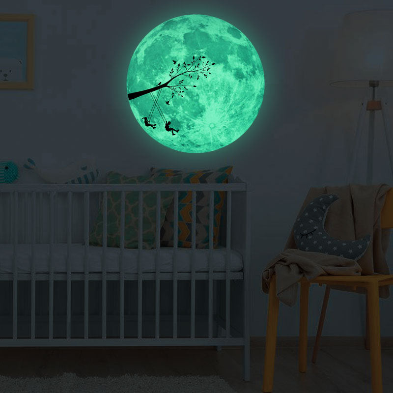 30Cm Large Moon Glow In The Dark Pattern Stickers Luminous DIY Wall Sticker