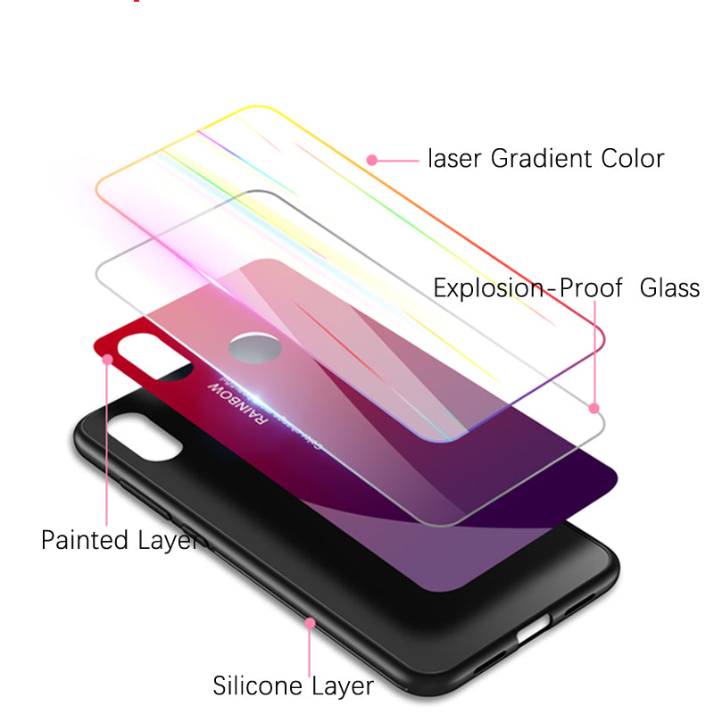 Bakeey Laser Gradient Bling Tempered Glass Shockproof Protective Case For Xiaomi Mi8 Mi8 6.21 inch