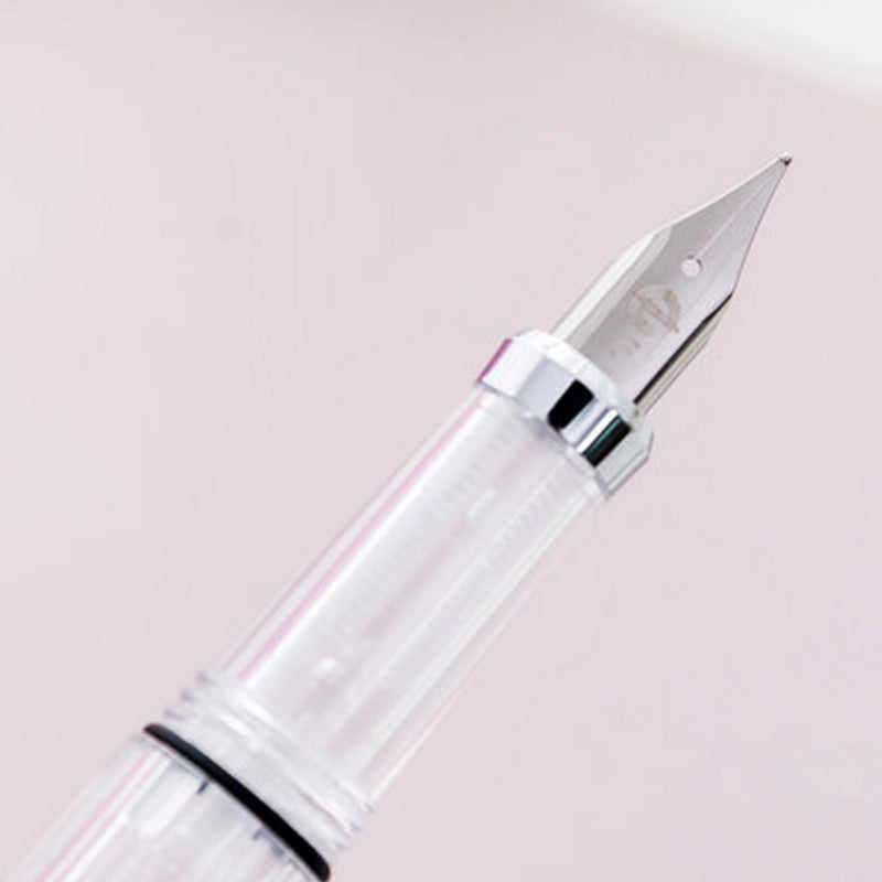 Wing Sung 3008 Piston Transparent Fountain Pen Wingsung Silver EF Nib & Trim Ink Pen Office School Gift