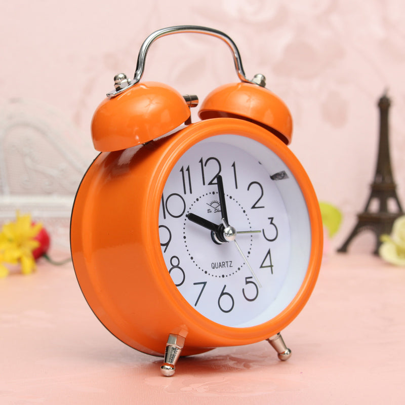 Classic Silent Double Bell Alarm Clock Concise Quartz Movement Bedside Night Light Home Decor