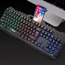 AUGIENB T21 USB Wired 104Key Rainbow Keyboard Desktop Computer Mechanical RGB Backlight Gaming Keyboard Phone Stand Bracket