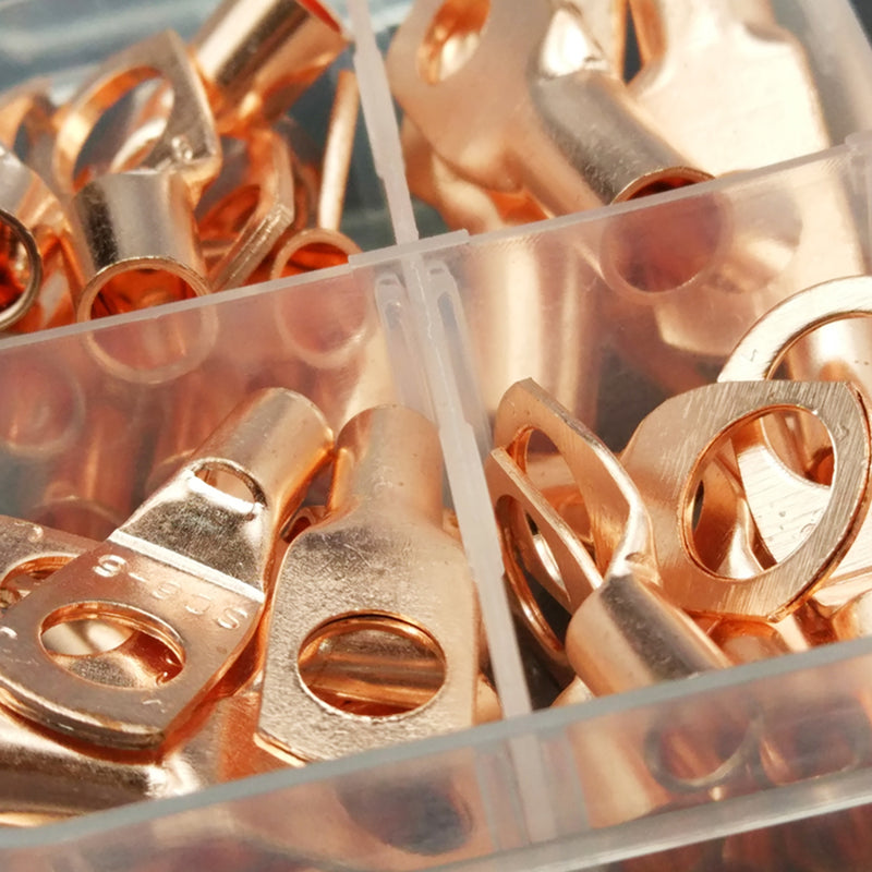 60Pcs SC Series Bare Terminals Wire Connector Terminal Copper Lug Ring Seal Wire Connectors Assorted Kit