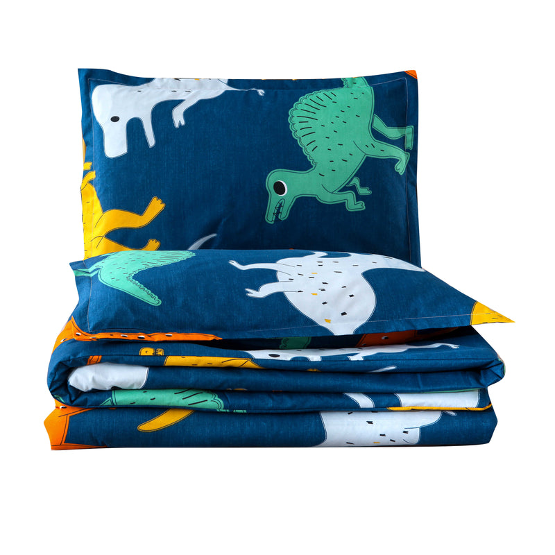 3 PCS Bedding Sets Cartoon Dinosaur Printing Quilt Cover Pillowcase For Queen Size