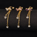 Elegant Bowknot Belly Ring Tassel Rhinestone Navel Belly Piercing Ring for Women