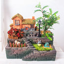 Resin Micro Landscape Succulents Plant Flower Pot With Lights Home Desktop Decorations