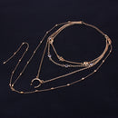 Bohemian Multilayer Moon Pendant Necklace Fashion Rhinestone Chain Charm Necklace Trendy Jewelry