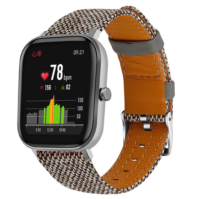 Bakeey 20MM Nylon Canvas Genuine Leather Watch Band For Amazfit GTS