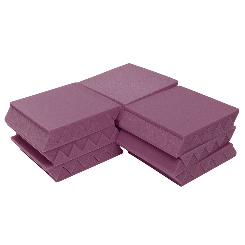 6Pcs 25x25x5cm Acoustic Wedge Foam Tile Sound Absorption Panel Soundproof