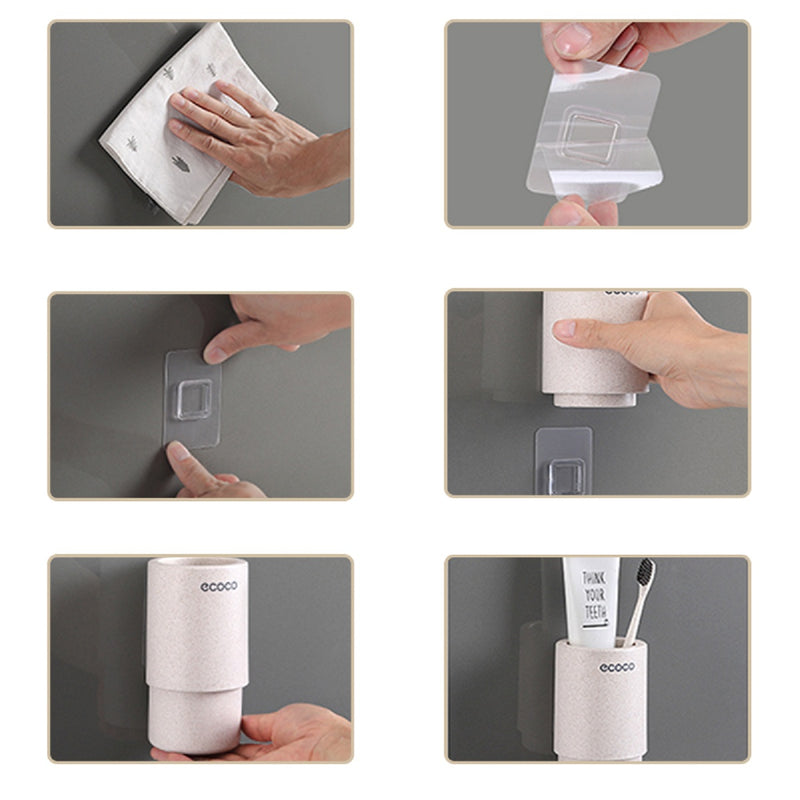 Wall Mount Toothbrush Holder Wash Cup Toothpaste Portable Hanging Gargle Cup