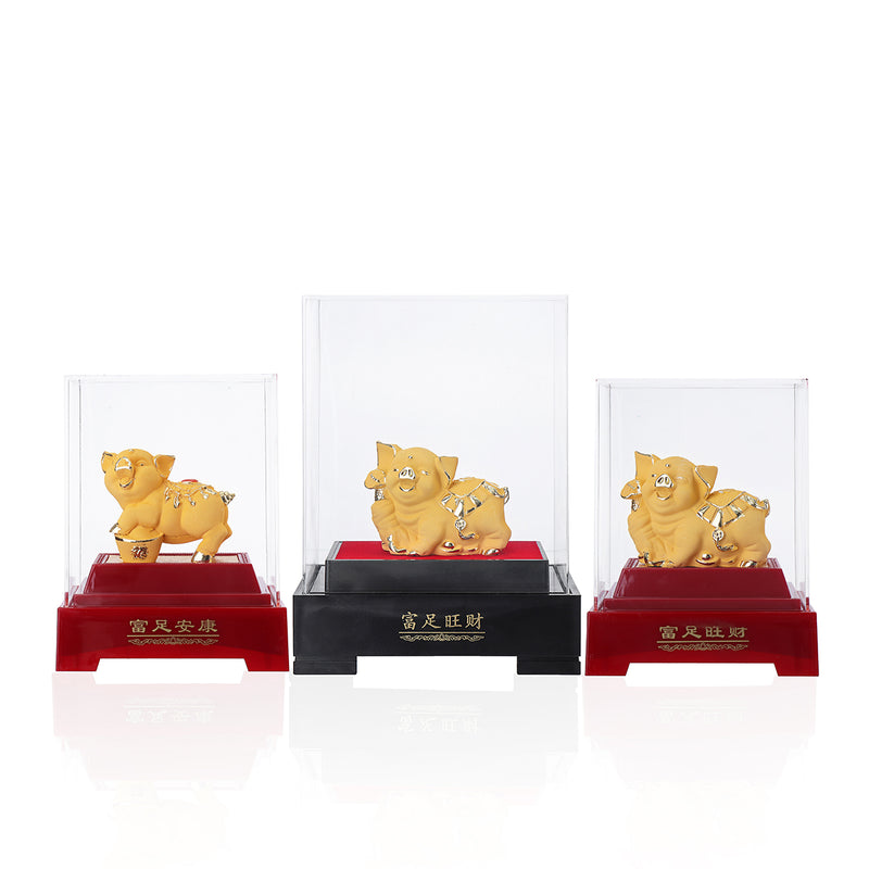 2019 Chinese Zodiac Gold Pig Money Wealth Statue Office Home Decorations Ornament Gift