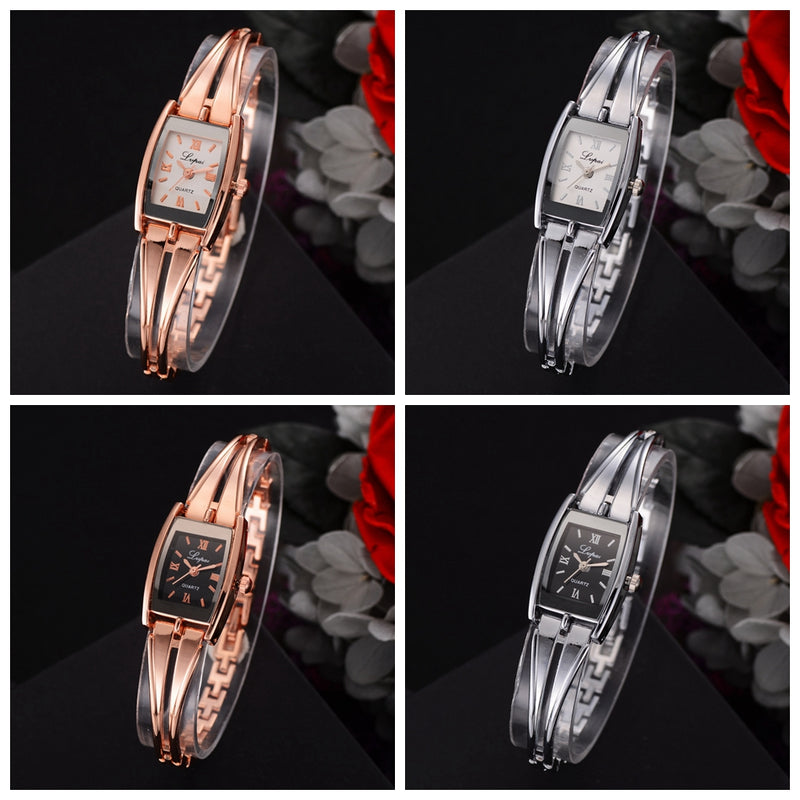 LVPAI Casual Style Women Bracelet Watch Full Steel Elegant Quartz Movement Watches