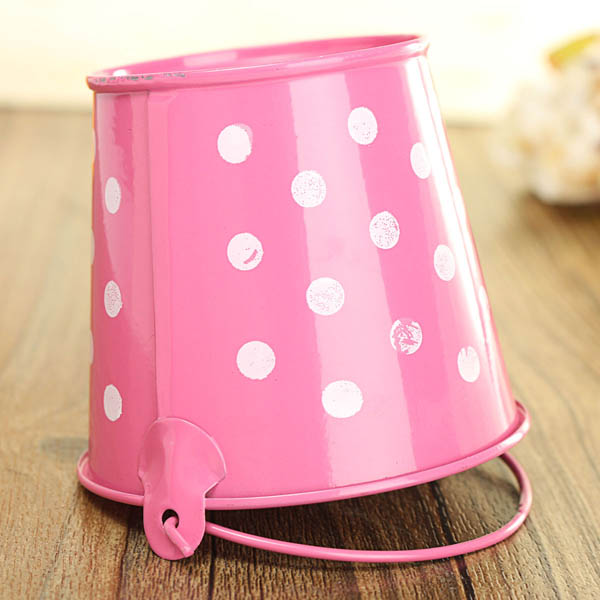 Mini Polka Dot Iron Sheet Flower Pot Flower Potted Plant Flowerpot Garden Decoration