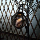 Solar Power Lamp Camping Light Waterproof Outdoor Garden Hanging Lamp Round Rattan Lantern