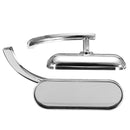 Motorcycle Sliver View Mirrors Mini Oval Left & Right Micro Rear For Harley Motor