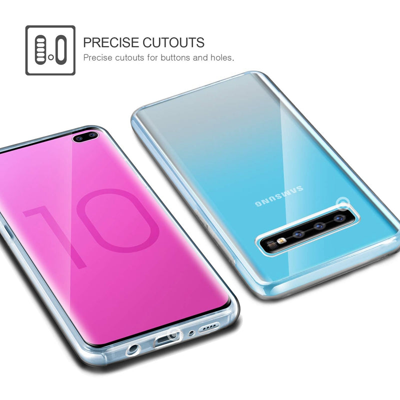 Full Body Clear Touch Screen Protective Case+3D Tempered Glass Screen Protector For Samsung Galaxy S10 Plus