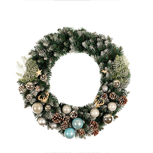 50cm White Pine Cones Christmas Wreath Colored Balls Christmas Flower Cane Christmas Tree Ornaments Green Tree Cane Tinsel Party Decorations