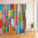 Cartoon Cute Cat Waterproof Polyester Bathroom Decor Shower Curtain & Bath Mat