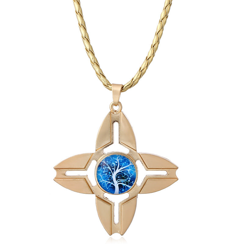 Unisex Fidget Spinner Necklace Four Leaf Crab Craws Pendant Necklace Women Men