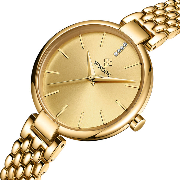WWOOR 8865 Ultra Thin Casual Style Ladies Wrist Watch Full Steel Quartz Watches