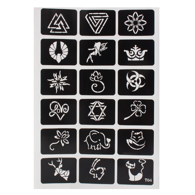 200Pcs Stencils Glitter Tattoo Accessories Girl Princess Body Art Airbrush Painting Kit