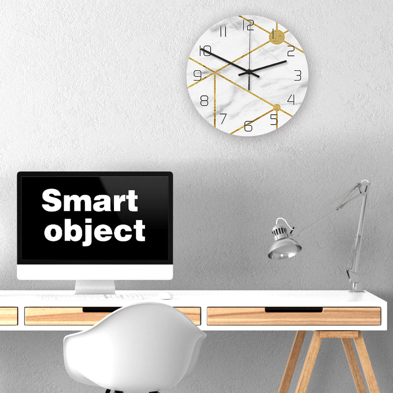 Loskii CC016 Creative Marble Pattern Wall Clock Mute Wall Clock Quartz Wall Clock For Home Office Decorations