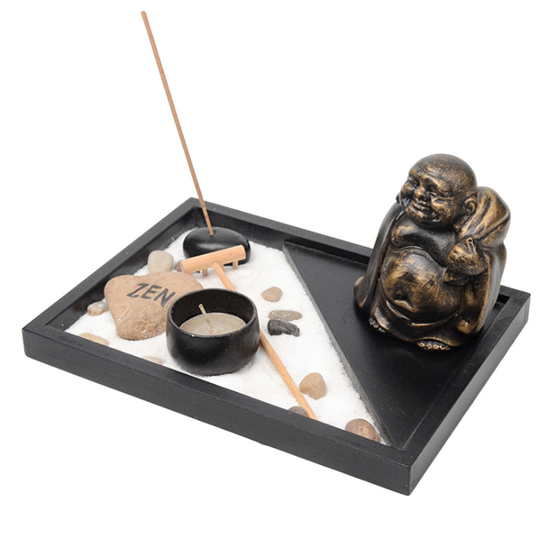 Buddist Statue Zen Garden Sand Kit Tealight Holder Spiritural Meditation Decorations