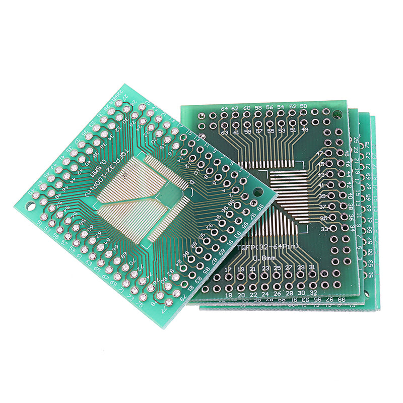 5pcs QFP TQFP LQFP FQFP 32 44 64 80 100 LQF SMD Turn To DIP Adapter PCB Board Converter Plate 0.5/0.8 mm IC Adapter Socket