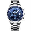 CRRJU 2214 Business Style Men Fashion Full Steel Calandar Waterproof Clock Quartz Watch