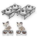 Stainless Steel Double Pet Bowls Dish Dog Cat Stand Feeder Food Water Bowl Feeding Dish