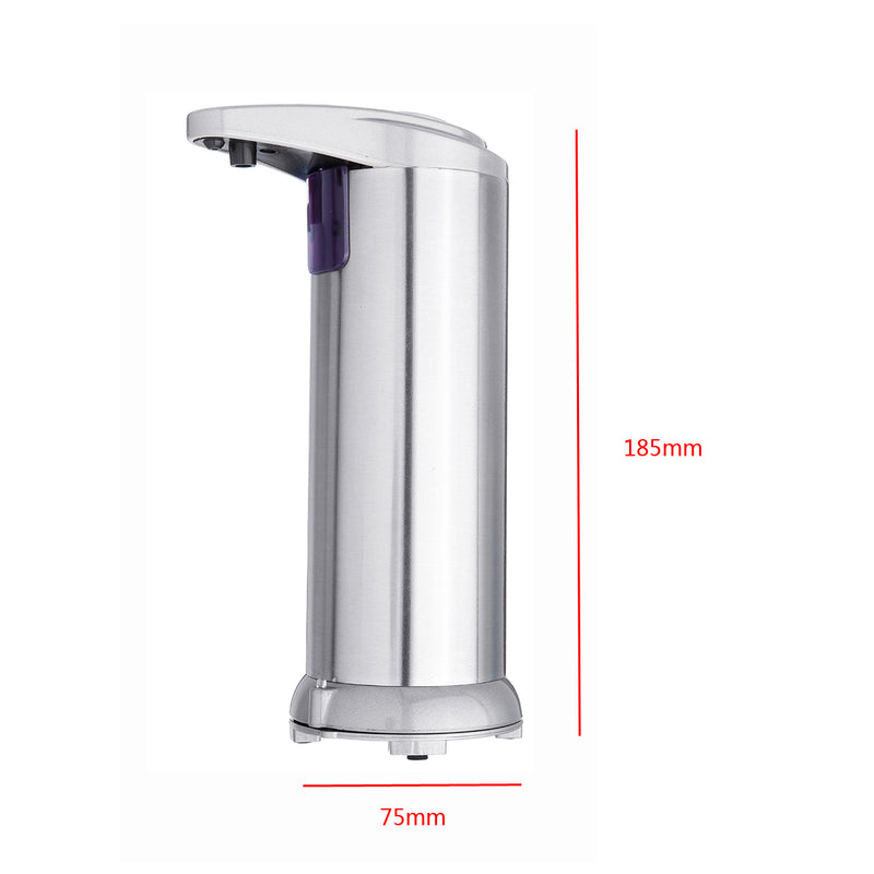 Touch Sensing Automatic Stainless Steel Silver Soap Dispenser 3 Adjustable Volume Settings 250ml Capacity
