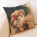 Oil Painting Style Cushion Cover Cotton Linen Square Pillow Case Mother's Day Gift