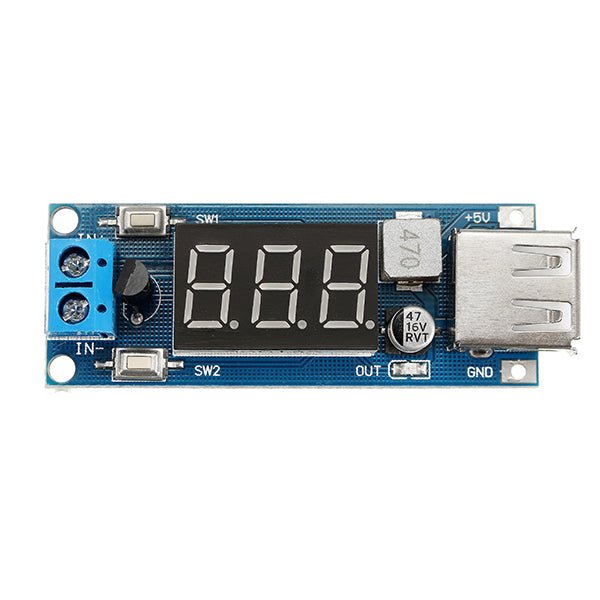 5pcs DC-DC 2 In 1 6.5V-40V To 5V Buck Step Down Power Module Volt Meterr Automatic Calibration