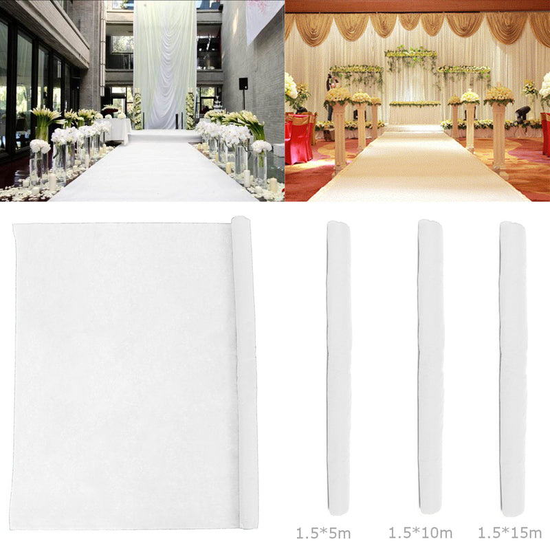 5/10/15m White Carpet Runner Wedding Party Aisle Floor Mat Exhibition Festival Roll