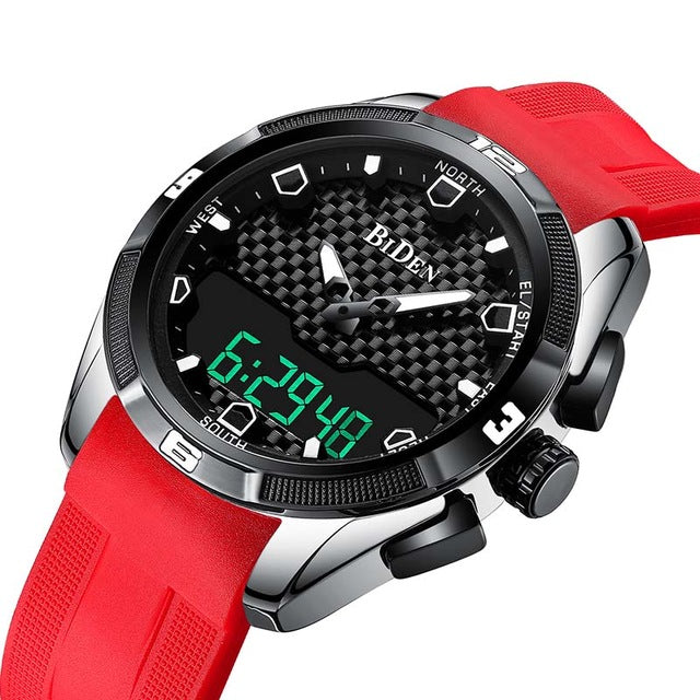 BIDEN 0139 LED Digital Watch Waterproof Sport Style Silicone Watch Band Men Wrist Watch