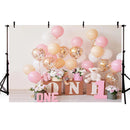 5x3FT 7x5FT 9x6FT 1st Birthday Pink Balloon Bear Photography Backdrop Background Studio Prop