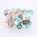 Bohemian Hollow Tree of Life Elastic Beads Multilayer Bangle Bracelet Gift for Women