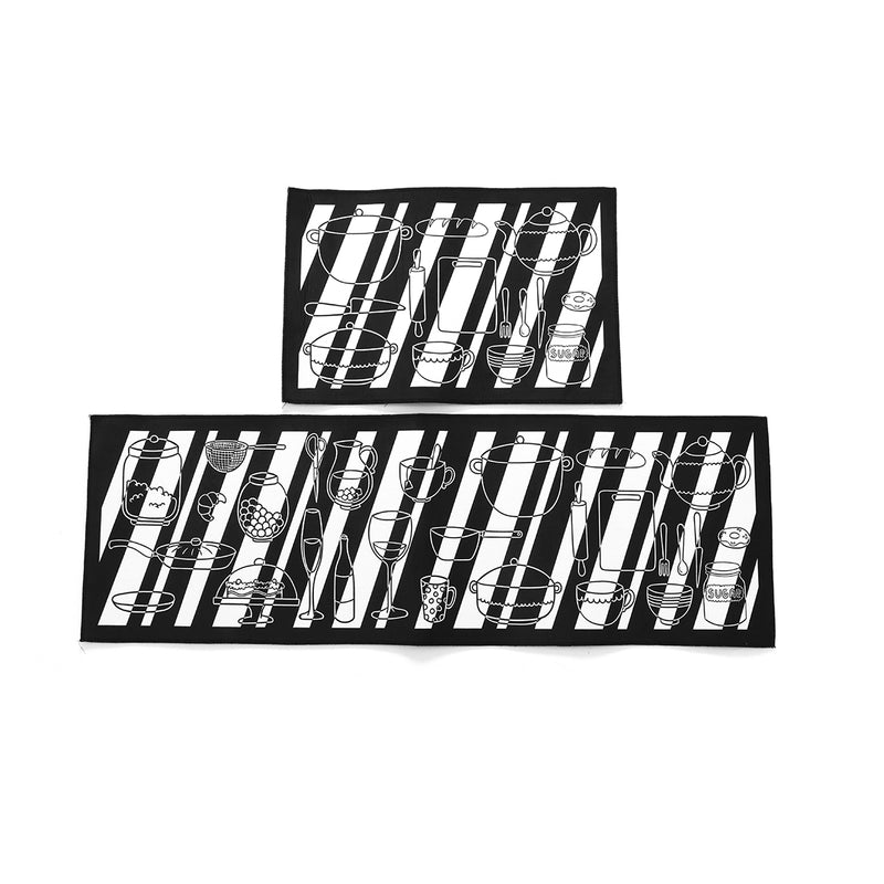 2Pcs Kitchen Floor Carpet Non-Slip Area Rug Bathroom Door Floor Mat Set