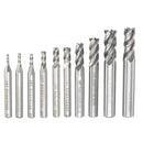 10pcs 2-10mm 4 Flute Milling Cutter HSS-Al  End Mill Cutter CNC Tool