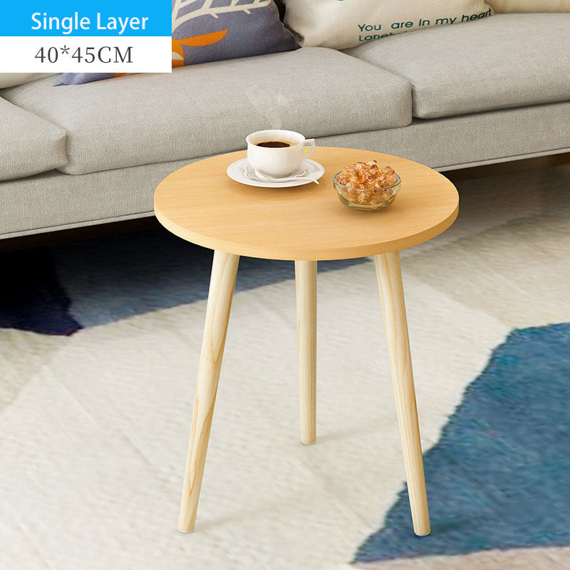 Single/Double Layers Mini Coffee Table Tea Table End Table Wooden Round Magazine Shelf Movable Bedroom Living Room Furniture For Office Home