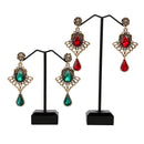Ethnic Tassel Earring Openwork Drop-shaped Ruby Glass Crystal Temperament Earrings for Women