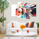5PCS Wall Art Canvas Paintings HD Print Abstract Colorful Hair Woman Face Posters
