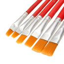 1 Set Red Rod Nylon Hair Painting Brush 6/12pcs Per Set For Oil Painting Flat Hair Brush Students Art Painting Stationery Washable Painting Pens