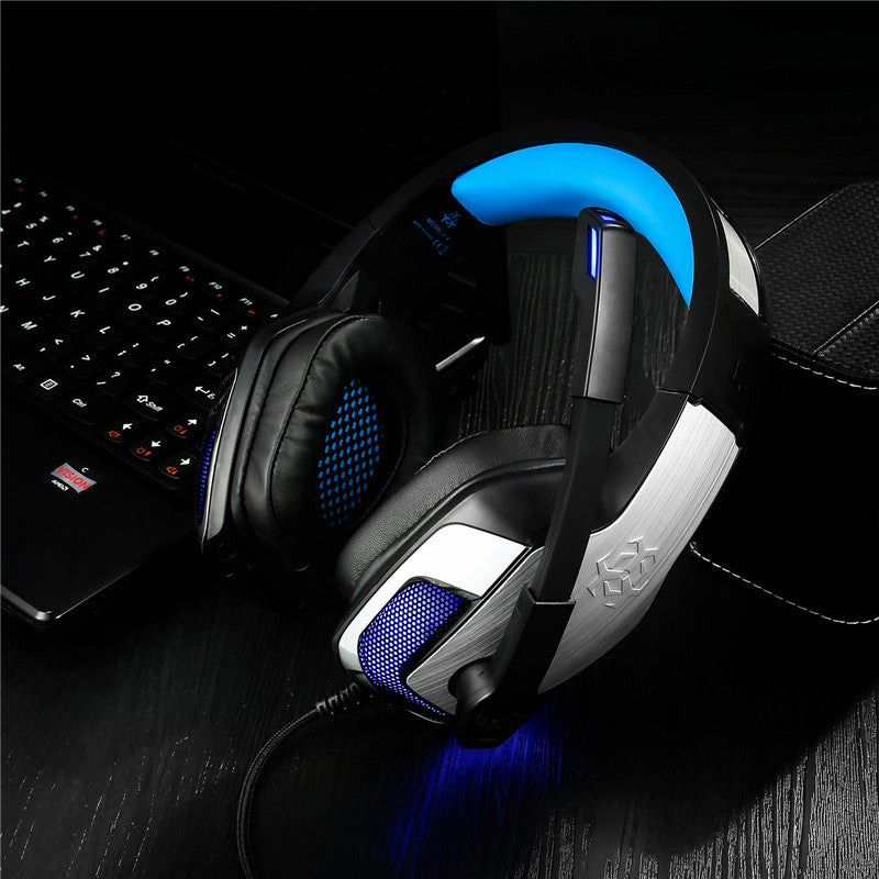 V4 3.5mm Wired Control Lighting Gaming Deep Bass Headphone Noise Cancelling Metal Headset With Mic