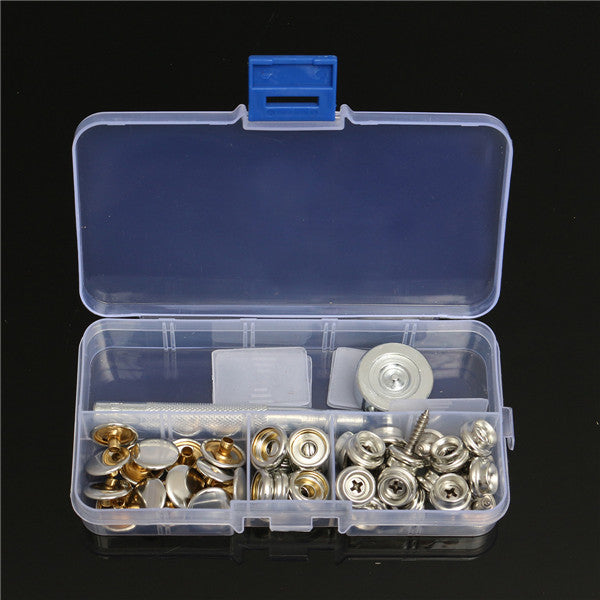 47pcs 15mm Metal Canvas Buckle Quick Snap Fastener Buttons Screws Kits