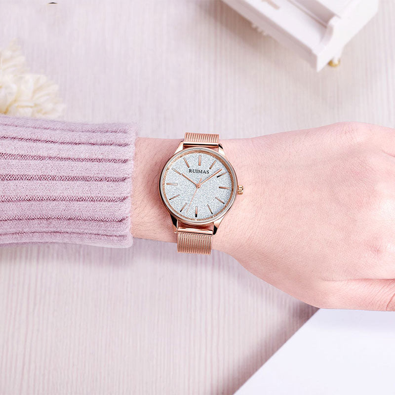 RUIMAS 524 Fashion Women Watch Starry Sky Dial Hardlex Mirror Waterproof Quartz Watch